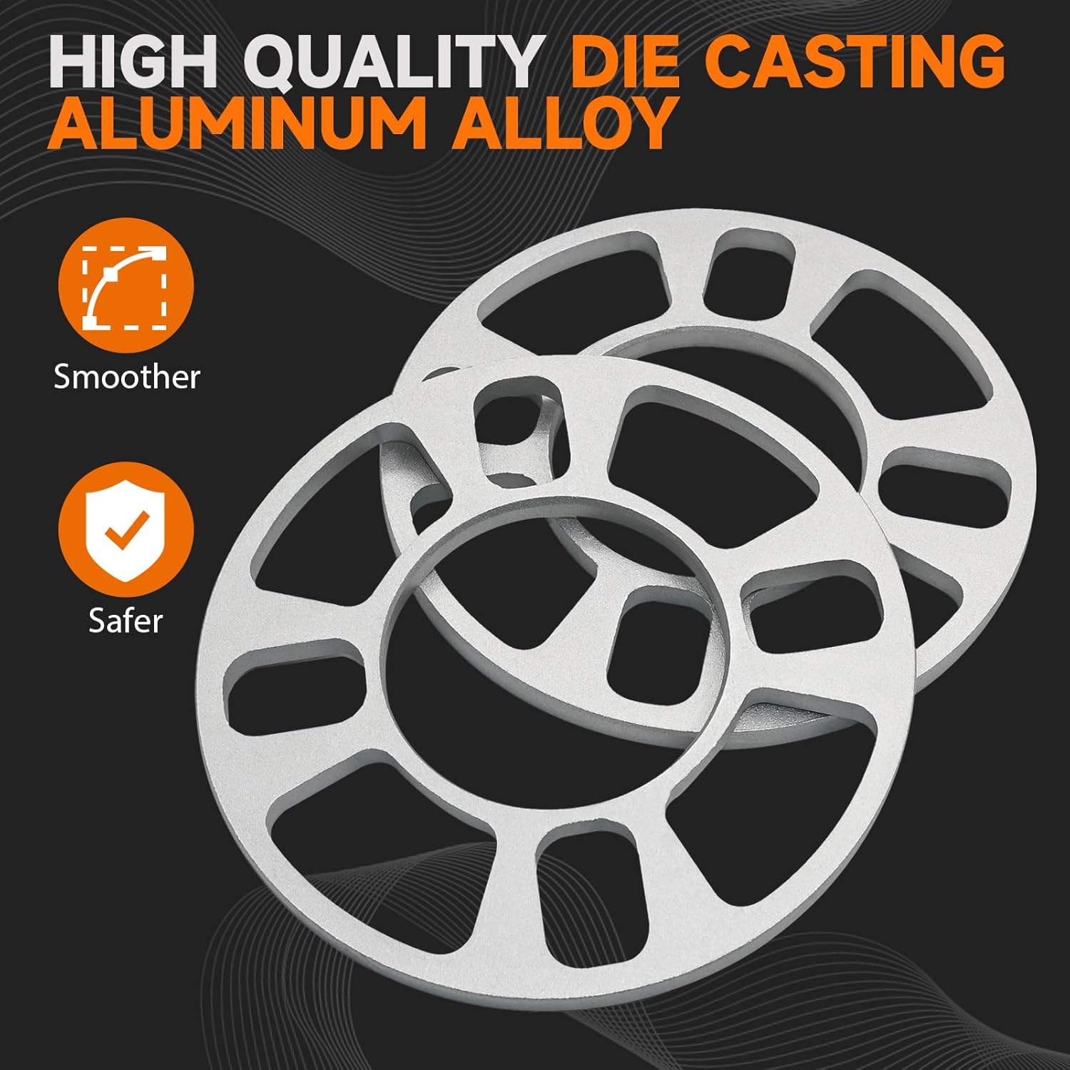 Set of 4 Pack Universal Wheel Spacers, 5/16 (8 mm) Die Cast Replacement Aluminum Spacer for 4 Lugs Wheels/Rims, Fits 100 to 114.3mm Multiple Bolts Pattern, 4x100, 4x108, 4x110, 4x114.3, 4x4.5